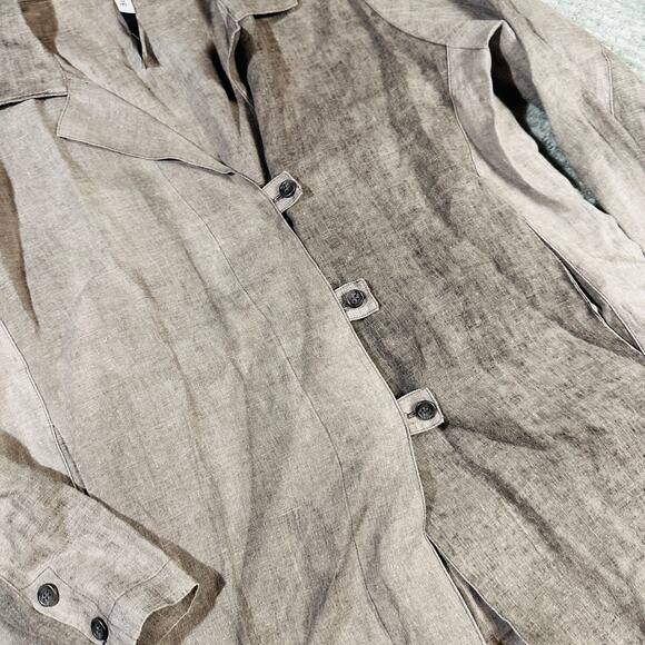 BLANQUE Linen Oversized Flowy Lagenlook Tunic Top Sz1 Chore Buttons - Picture 3 of 10